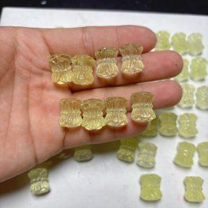 5-Pieces Natural Lemon Citrine Twin Lotus Flower Loose Beads
