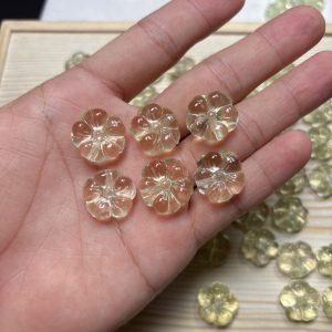 5-Pieces Natural Lemon Citrine Five-Petal Flower Loose Beads