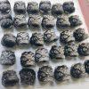 5-Pieces Natural Silver Sheen Obsidian Lion Dance Loose Beads