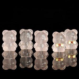 5-Pieces Natural Rose Quartz Sitting Cute Bow Bear Loose Beads