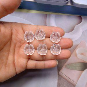 5-Pieces Natural Clear Quartz Nine-Tailed Fox Vertical Fully Drilled Loose Beads