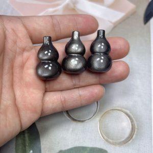 5-Pieces Natural Silver Sheen Obsidian Gourd Loose Beads