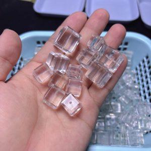 5-Pieces Natural Clear Quartz Cube Sugar Loose Beads