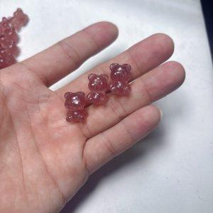 5-Pieces Natural Strawberry Quartz Sitting Faceless Bear Loose Beads