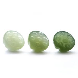 2-Pieces AAA Natural Nephrite Lotus Seed Pod Small Pendant Charm
