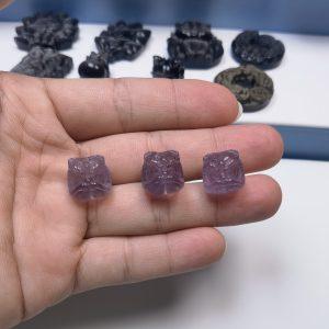 5-Pieces Natural Amethyst Lion Head Loose Beads