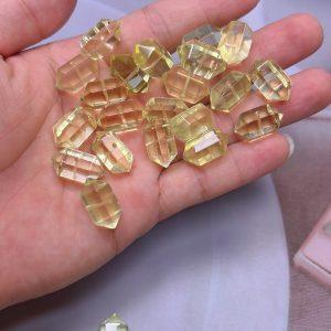 5-Pieces Natural Lemon Citrine Double Terminated Prism Loose Beads