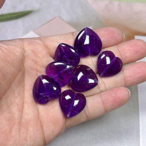 5-Pieces Natural Amethyst Heart Loose Beads