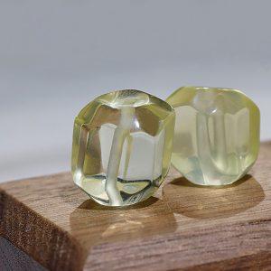2-Pieces Natural Lemon Citrine Irregular Faceted Prism Loose Beads