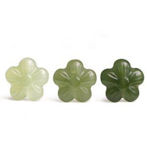 2-Pieces AAA Natural Clear Water Nephrite Peach Blossom Shaped Spacer Loose Beads