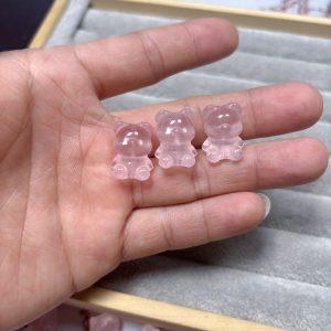 5-Pieces Natural Rose Quartz Bear Spacer Beads