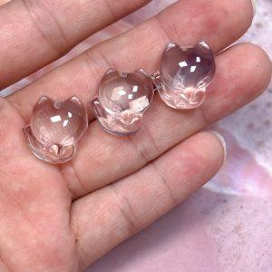 5-Pieces Natural Clear Quartz Big Head Fox Spacer Beads