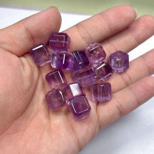 5-Pieces Natural Amethyst Cube Sugar Square Spacer Beads