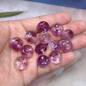 5-Pieces Natural Amethyst Ping An Buckle Donut Spacer Beads