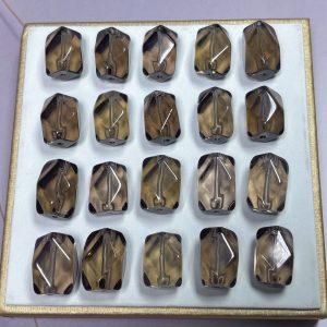 5-Pieces Natural Smoky Quartz Irregular Faceted Prism Spacer Beads