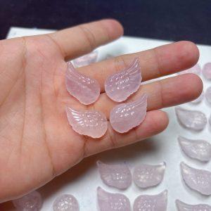 A Pair Natural Rose Quartz Angel Wings Shape Bead
