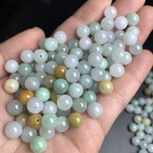 20-pieces AAA Natural Icy Colorful Jadeite Round Bead