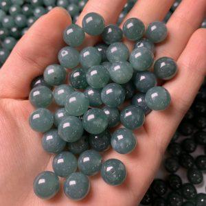5-pieces AAA Natural Icy Blue Jadeite Round Bead