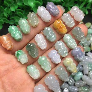AAA Natural Icy Colorful Jadeite Pixiu Pi Yao Charm Beads