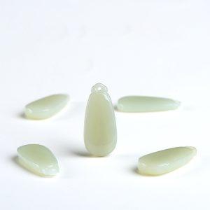 2-Pieces AAA Natural Qingshui Light Green Nephrite TearDrop shape Charm Bead