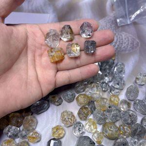 20g Natural Herkimer Diamond Faceted Freeform and Cube Shape Bead