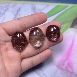 30g Natural Phantom Quartz Flat‑Bottom Cabochon Settable Bead