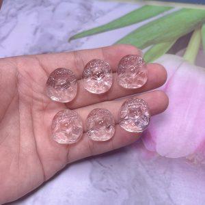 Natural Clear Quartz Fox Pattern Oval Pendant Bead