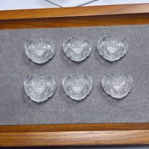 Natural Clear Quartz Fox Pattern Heart Bead