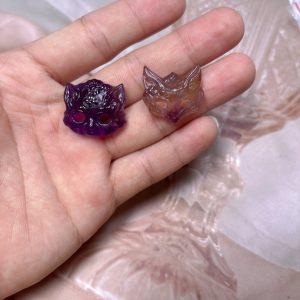 Natural Uruguayan Ametrine and Amethyst Fox Mask Pendant Bead