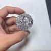Natural Silver Sheen Obsidian Fox and Flower Pattern Round Pendant Bead