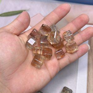 20g Natural Black Rutilated Quartz Cube Shape Bead