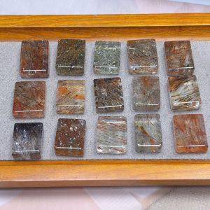 20g Natural Black Rutilated Quartz Flat Cuboid Shape Bead