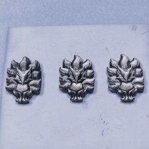 2-Pieces Natural Silver Sheen Obsidian Fox Shape Charm Bead