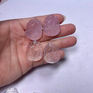 Natural Clear Quartz and Rose Quartz Fox Oval Pendant Bead