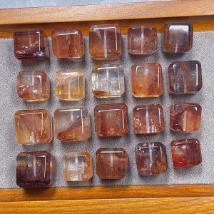 20g Natural Red Hematoid Quartz Cube Shape Bead