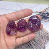 Natural Amethyst Single‑sided Carved Fox pendant