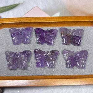 Natural Amethyst Fine Carved Butterfly Pendant