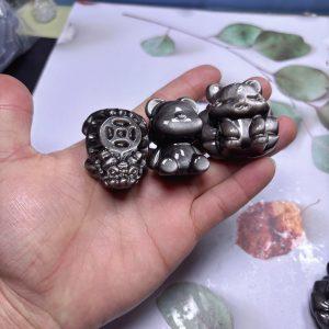 Natural Silver Sheen Obsidian Bear Fox Dragon Turtle Small Ornament
