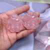 Natural Rose Quartz Fine Carved Flower Fox Pendant