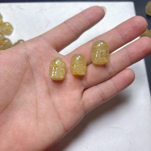 Natural Golden Rutilated Quartz Pixiu Bead