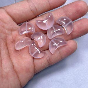 5-pieces Natural Rose Quartz Crescent Moon Spacer Bead