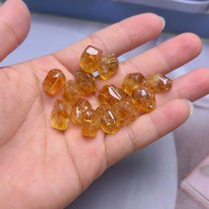 5-pieces Natural Citrine Pyramid Facet Freefrom Spacer Bead
