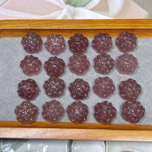 2-pieces Natural Strawberry Quartz Peony Flower Spacer Bead