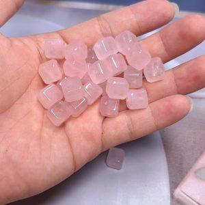 5-pieces Natural Rose Quartz Cube Spacer Bead