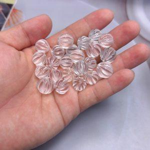 5-pieces Natural Clear Quartz Round Pumpkin Spacer Bead
