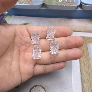 2-pieces Natural Clear Quartz Money-devouring Beast Spacer Bead