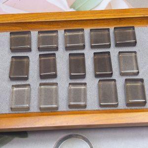 2-pieces Natural Smoky Quartz Square and Rectangle Spacer Bead
