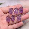 2-pieces Natural Amethyst Pixiu Animal Spacer Bead