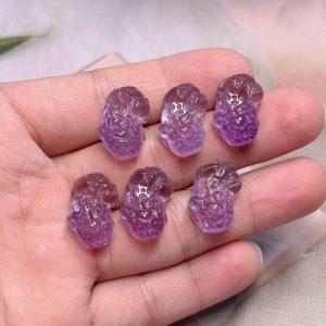 2-pieces Natural Amethyst Pixiu Animal Spacer Bead