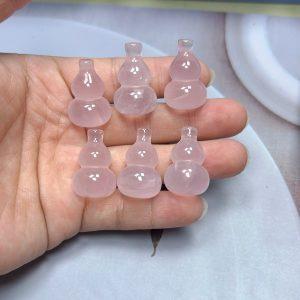 2-pieces Natural Rose Quartz Gourd Spacer Bead